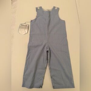 Light Blue Gingham Kids Overalls Romper